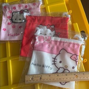Hello Kitty Pink and Red Drawstring Pouches - Kids Accessory Set